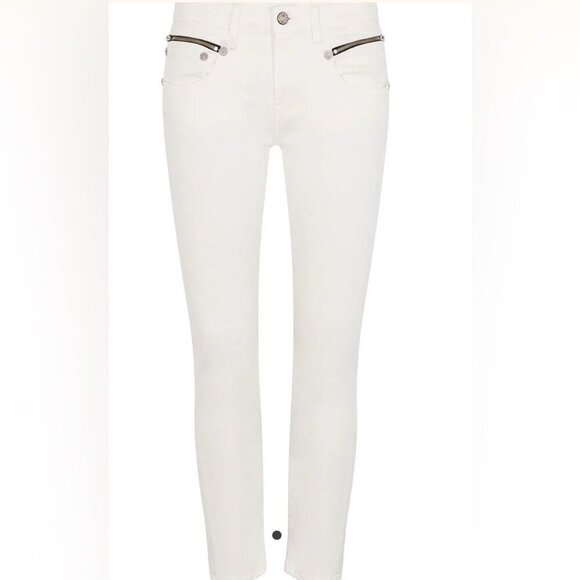 R13 Low-Rise Biker Boy 5 Stretch Trendy Pockets Cropped Designer Jeans White 26 - Picture 7 of 7